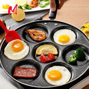 Plancha Antiadherente de 7 Agujeros Fácil de Limpiar - Ideal para Mini Panqueques y Huevos, Perfecta para Cocina en Casa y Aventuras al Aire Libre