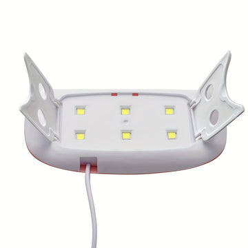 Mini Lámpara Portátil para Uñas con 6 LED - Rosa y Blanco, Alimentación USB, Diseño Plegable, Ideal para Pulido de Gel y Secado - Perfecta para Cuidado de Manos y Pies
