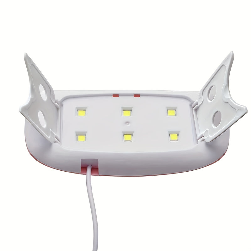 Mini Lámpara Portátil para Uñas con 6 LED - Rosa y Blanco, Alimentación USB, Diseño Plegable, Ideal para Pulido de Gel y Secado - Perfecta para Cuidado de Manos y Pies