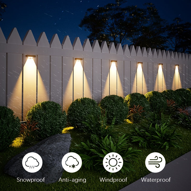 4 pzas. luces solares para pared Shenzhi Tech, iluminación LED para jardín con sensor inteligente de encendido/apagado automático, energía solar para jardín, cerca, camino, plástico ABS duradero, luz para pared exterior, lámpara de pared moderna, lámpara