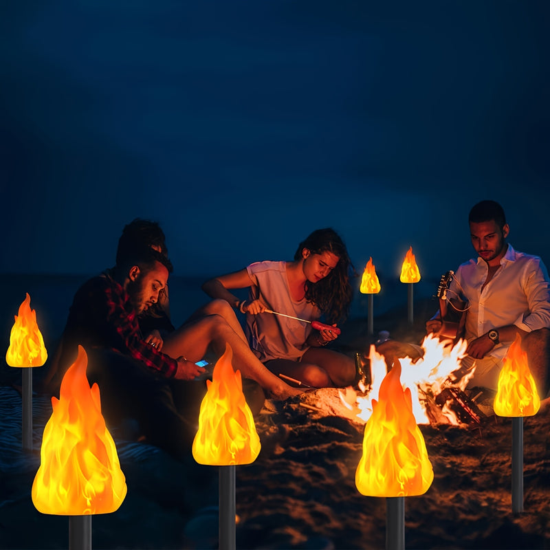 4 u 8 piezas de luces LED solares con efecto de llama parpadeante, lámparas de jardín que se encienden automáticamente del atardecer al amanecer, ideales para decoración exterior en jardines, céspedes, patios y paisajismo festivo, decoración de césped