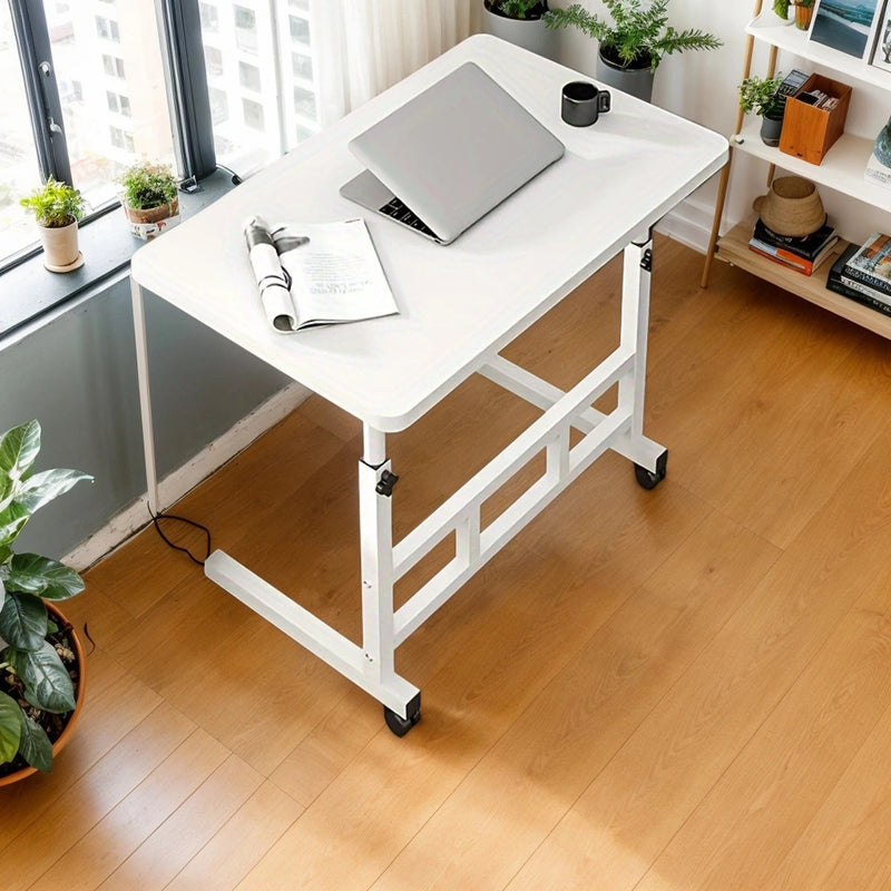 Escritorio ajustable para portátil, escritorio conveniente, mesa lateral para sofá, mesa blanca con ruedas | Mesa negra sin ruedas con varias opciones, mesa con ruedas/ sin ruedas