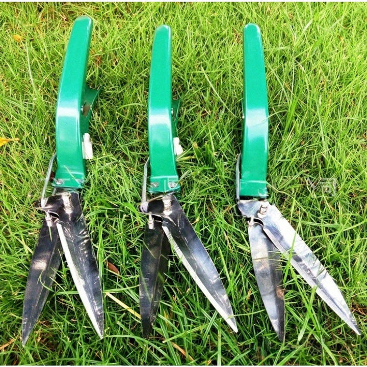 Tijeras de césped ergonómicas de acero al carbono - Tijeras de jardín de alta precisión con cuchillas dentadas, duraderas y fáciles de limpiar, no se necesitan energía eléctrica para el jardinería doméstico, cortar el césped, recortar flores, tijeras de