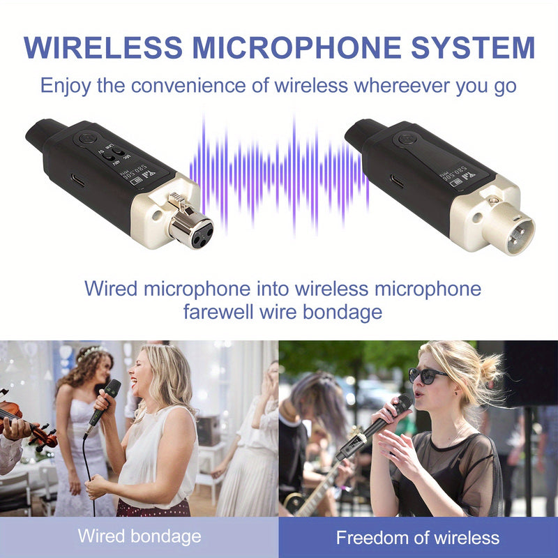 Transmisor y receptor inalámbricos Bomaite para micrófono XLR con enchufe, sistema inalámbrico para micrófono dinámico y condensador, mezclador de audio, sistema PA.