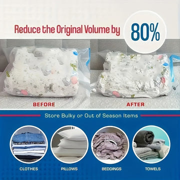 Bolsas de almacenamiento al vacío de 6 paquetes con bomba manual, bolsas de viaje portátiles de plástico, bolsas de almacenamiento de ropa, forma rectangular, multiusos, no requiere energía, organizador para el hogar y la cocina.