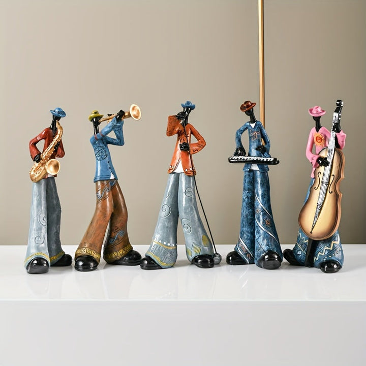 1 Pieza, Figuras De Banda De Jazz De Resina, Estatuas De Músicos Vintage, Decoración Artística Para Sala De Estar, Estantería, Soporte De Tv, Gabinete De Vinos, Decoración Del Hogar