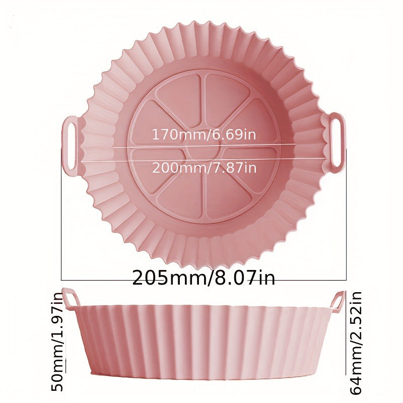 Revestimiento de Silicona Antiadherente para Freidora de Aire - Bandeja de Cocina Reutilizable para BBQ, Alfombrilla de Grado Alimenticio Engrosada para Cocinar Saludable, Diseño Rojo y Negro, Perfecto para Pizzas, Pollo, Papas Fritas y Más, Accesorios p