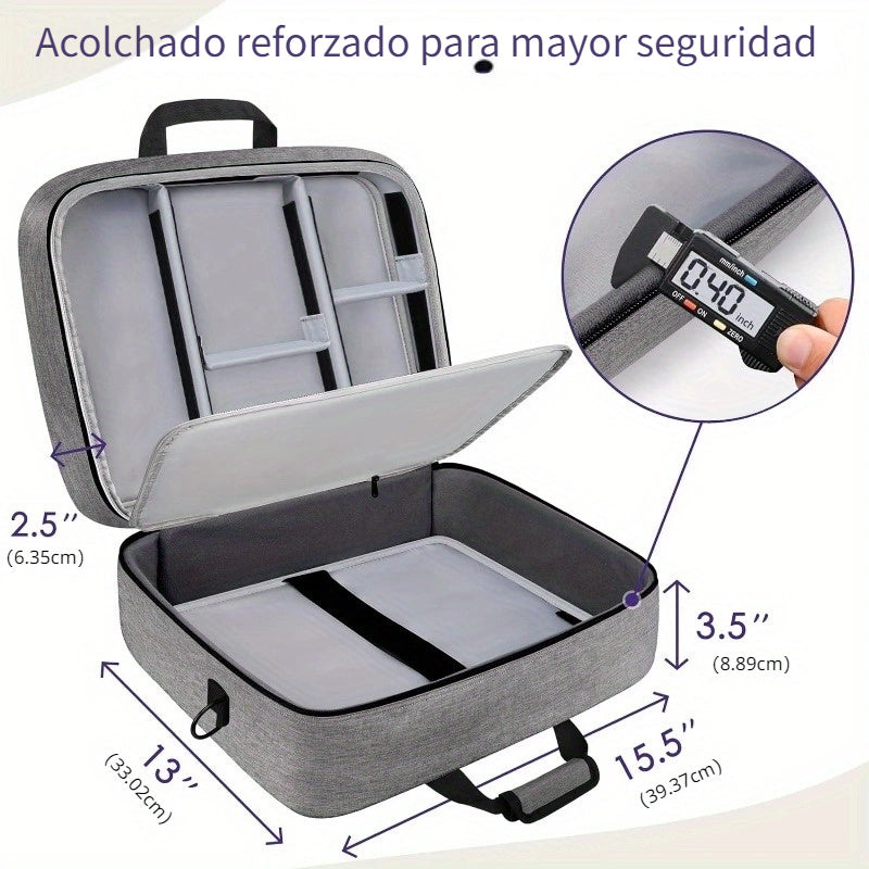 Estuche de mezclador de audio (Interior 15.5"x 13"x 6") Bolsa protectora de mezclador de DJ con relleno de 10mm, Bolsa de equipo de grabación de gran capacidad suave con almacenamiento ajustable para cables, equipos de podcast y micrófonos, regalo de San