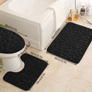 Juego de Alfombrillas de Baño Ultra Absorbentes y Antideslizantes, Set de 3 Piezas de Espuma de Memoria Gruesa, Lavables a Máquina para Lavabo, Bañera, Ducha y Inodoro - Patrón Geométrico, Forro de Coral, Decoración y Accesorios de Baño