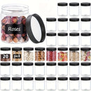 YUHUPHYLLIC 20 piezas de 8 onzas de frascos de plástico transparentes con tapas negras - Sellado hermético para alimentos, loción, especias y miel - Contenedores redondos reutilizables y multiusos para la organización de la cocina