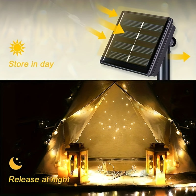 32.0 metros 300 luces de hada solares LED, 8 modos luces de cadena para exteriores para jardín, patio, árbol, Navidad, boda, RV, Halloween, Ramadán - Luces eléctricas portátiles solares IP54 para exteriores, iluminación de jardín | Iluminación festiva |