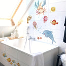 1 Pegatina De Decoración De Hierba De Agua De Animales De Fondo Marino, Pegatinas Decorativas De Animales Submarinos Coloridos Para Bañera, Apliques De Bañera De Plástico