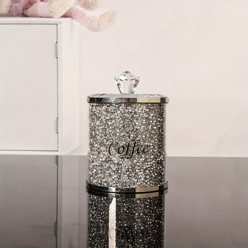 Conjunto de 3 Piezas de Tarros de Vidrio con Diamantes Brillantes para Dulces y Té - Impermeables, Tarros de Almacenamiento Multiusos para Granos de Café, Azúcar y Más, Baúles de Almacenamiento para la Organización del Hogar