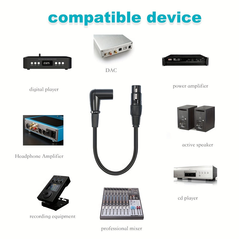 Cable de Audio XLR Macho a Hembra - Negro, Montaje con Tornillo, Cable de Extensión para Micrófono y Mezclador