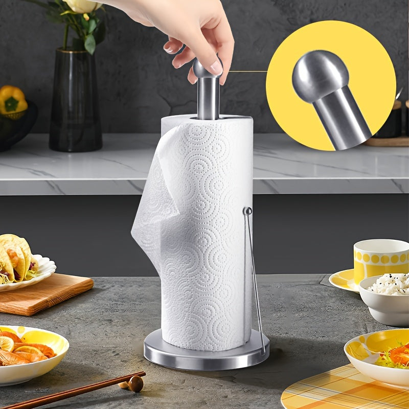 Soporte De Papel De Acero Inoxidable, Dispensador De Rollos De Cocina De Pie En La Encimera, Fácil De Rasgar, No Requiere Perforación, Diseño Moderno Para Uso Doméstico Y Comercial