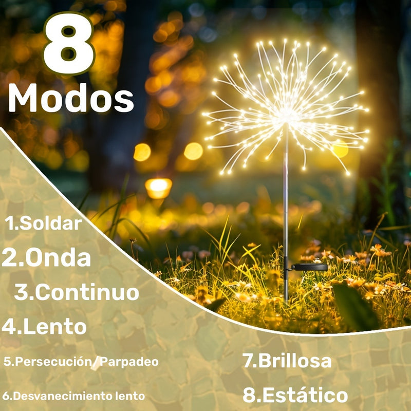 8 Modos de Iluminación para Exteriores, Luces Solares de Fuegos Artificiales, Patio, Jardín, Decoración de Iluminación para Exteriores Villa Eid Al-Adha Mubarak