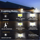 1pc Lámpara de Pared Solar Exterior COB Negra con Función de Detección Corporal, Material Plástico IP44, 3 Modos, Se Enciende Automáticamente en la Oscuridad, Ideal para Patio, Pared Externa, Garaje, Pasillo, etc., Sin Control Remoto