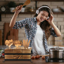 1pc Portaútiles, Bola de Utensilios Rústica con 3 Compartimentos, Organizador de Cocina para Encimera, Caja de Madera para Cubiertos, Tenedor, Cuchara y Espátula, Estilo Granja