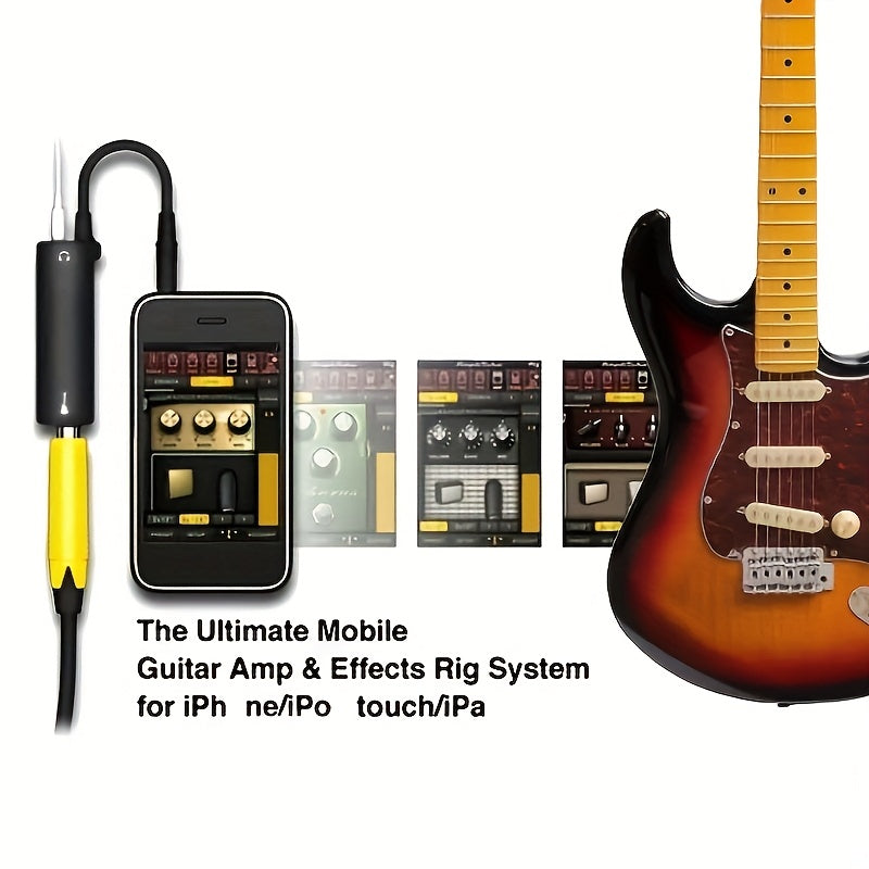 Adaptador de interfaz de guitarra iRig para Android e iOS - Conversor de línea de entrada plug-and-play con afinador, control de volumen y bucle de efectos para la práctica y grabación de guitarra móvil, adaptador de interfaz de guitarra, accesorio de gu