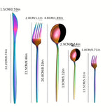 Juego de cubiertos de acero inoxidable delgado estilo portugués, 30 piezas: cuchillo para carne, tenedor para cena, cuchara para postre y tenedor para postre - Juego de vajilla para hogar y restaurantes