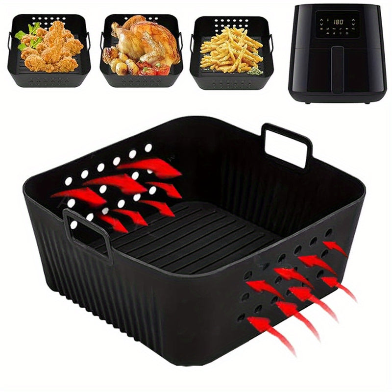1 unidad de forro de silicona cuadrado para freidora de aire, adecuado para Philips HD9270 COSORI herramientas de repostería, cesta de freidora de aire reutilizable.
