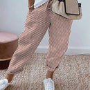 Pantalones de mujer 100% algodón, con cintura elástica y rayas, tobilleros, suaves y transpirables, casuales para vacaciones, con bolsillos, lavables a máquina, para primavera, verano y otoño, ropa de viaje, corte relajado, cómodos, con bolsillos, ideale