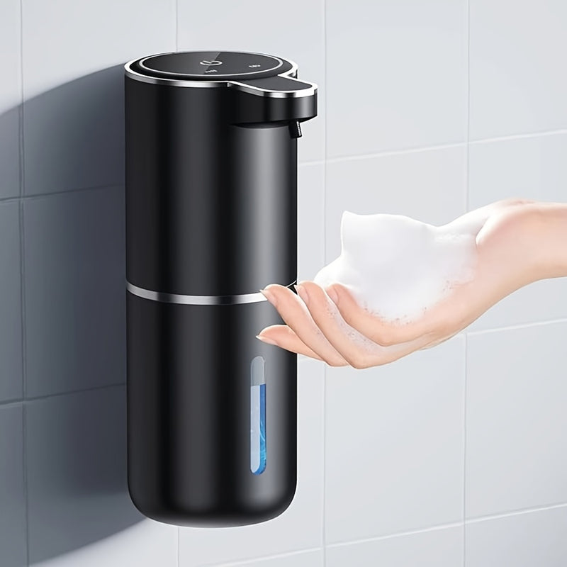 Dispensador de jabón sin contacto, dispensador automático de jabón, dispensador de jabón de pared para baño con carga rápida USB y pantalla de energía, 4 configuraciones ajustables, capacidad de 12.85 oz
