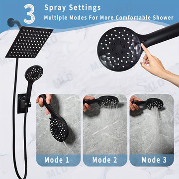 5piezas/ Set, Ducha Externa para Caravana, Alta Presión de Agua Cabeza de Ducha Cuadrada - 3 Modos de Ducha Manual, Material de Acero Inoxidable, Equipado con Manguera Super Larga de 59 Pulgadas, Derivador de 3 Vías, Soporte de Cabeza de Ducha, Kit de Ca