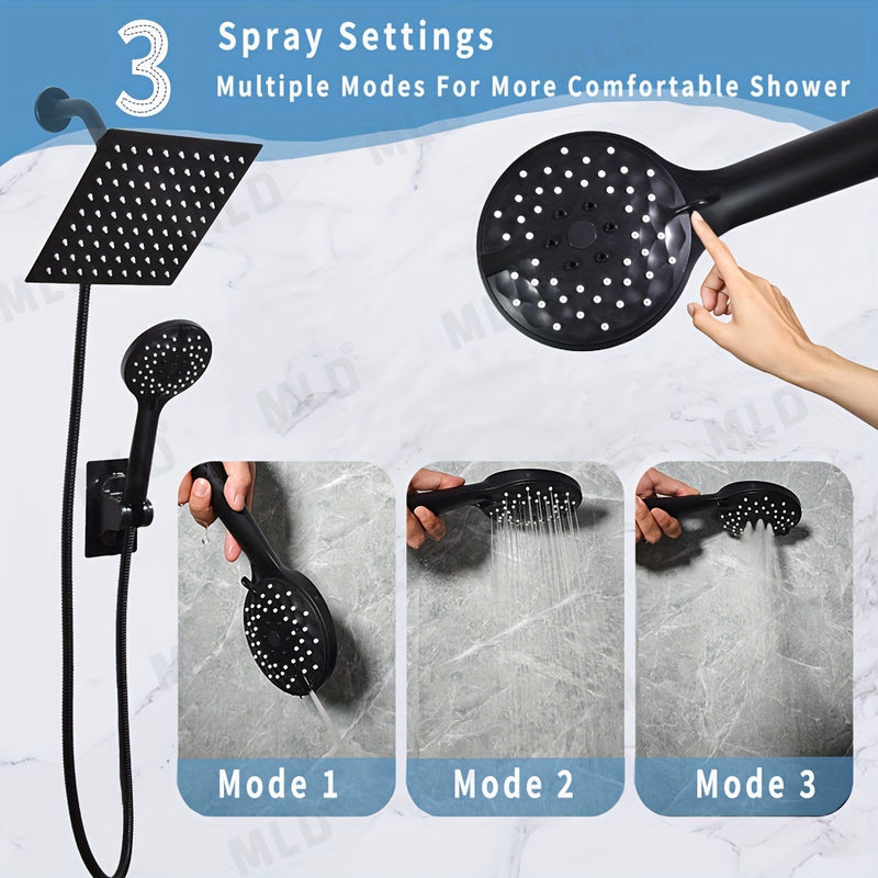 5piezas/ Set, Ducha Externa para Caravana, Alta Presión de Agua Cabeza de Ducha Cuadrada - 3 Modos de Ducha Manual, Material de Acero Inoxidable, Equipado con Manguera Super Larga de 59 Pulgadas, Derivador de 3 Vías, Soporte de Cabeza de Ducha, Kit de Ca