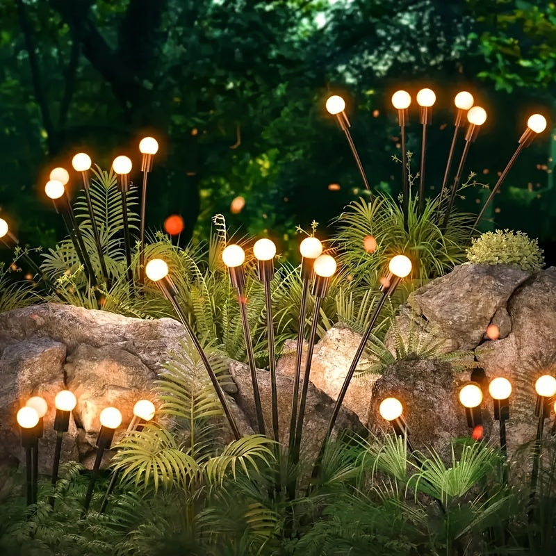 6/8/10 Luces solares para césped, luces de globo de luciérnaga impulsadas por viento LED, luces de decoración para jardín de vacaciones