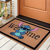 1pc Felpudo de Poliéster Disney Stitch Bienvenido con Grosor de 10mm y 550g/m² Rectangular, Alfombra Antideslizante para Sala de Estar Dormitorio Cocina Pasillo Lavadora Lavable HYDD0205BB