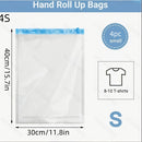 Bolsas de ahorro de espacio de 4 paquetes, bolsas de almacenamiento de compresión al vacío sin bomba, organizador de viaje enrollable, bolsas de plástico multiusos con cremallera para empacar ropa, equipaje, mochilas - Forma rectangular, uso sin electric