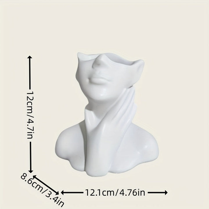 1pc | Moderno Abstracto | Jarrón Humanizado, Estatua de Resina con Diseño de Cuello Táctil, Contenedor de Mesa Decorativo para Plantas Frescas e Hidropónicas