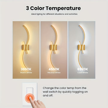 1 pieza de luz de pared LED ajustable moderna, montaje semienterrado, 3 niveles de brillo, 85V-265V, adecuada para dormitorio, sala de estar, isla de cocina, baño, pasillo, comedor, cafetería, alimentación por cableado, iluminación de baño