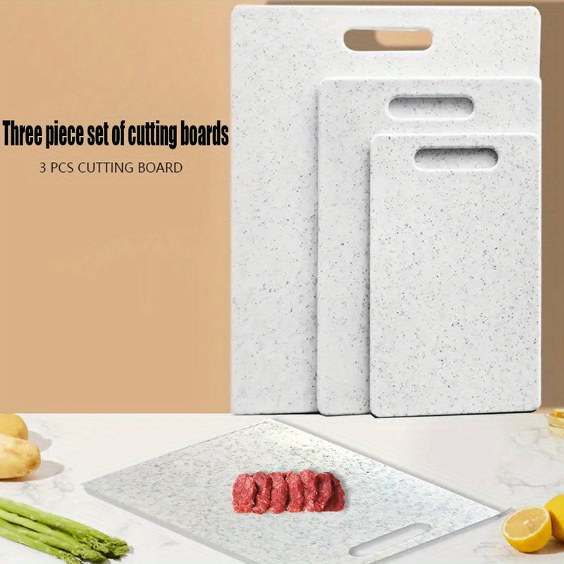 Juego de 3 Tablas de Cortar de Imitación de Mármol para Cocina - PP Duradero, Perfecto para Frutas, Verduras y Carne - Mango de Fácil Agarre - Accesorios Esenciales para Cocinar, Juego de Tablas de Cortar, Suministros de Cocina