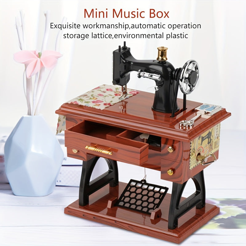 Caja de música vintage para costura, caja de música de cuerda mini retro, regalo de cumpleaños, regalo para el Día de la Madre, regalos con significado