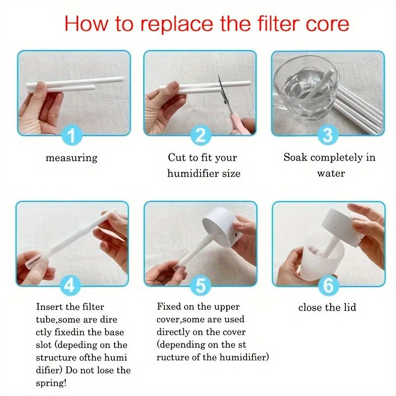 50 piezas de filtros de repuesto para humidificador - Material PET blanco, fácil instalación, ideal para cuidado del aire en el hogar, diseño centrado en el usuario, no requiere electricidad, humidificador de aire, varillas uniformes, textura suave