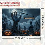 1pc Alfombrilla para Cocina de Halloween - Decoración Espeluznante con Calabazas y Cementerio, Cubierta Antideslizante para Estufa o Refrigerador - Fácil de Limpiar, Diseño 2D Plano para Fiesta de Halloween, Ajuste Universal en la Mayoría de Estufas y Ne