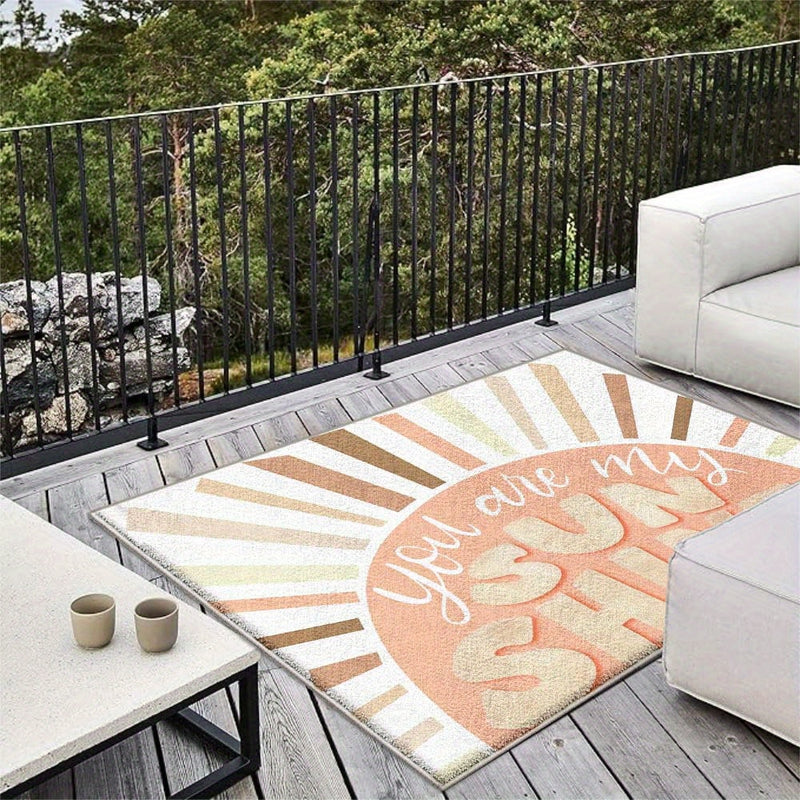 Estera de exterior geométrica de terciopelo ultra suave de Star Deer - Antideslizante, lavable en máquina, ligera, alfombrilla de poliéster para patio, camping y decoración del hogar, diseño de crema y beige, duradera y elegante, alfombrilla de patio dec