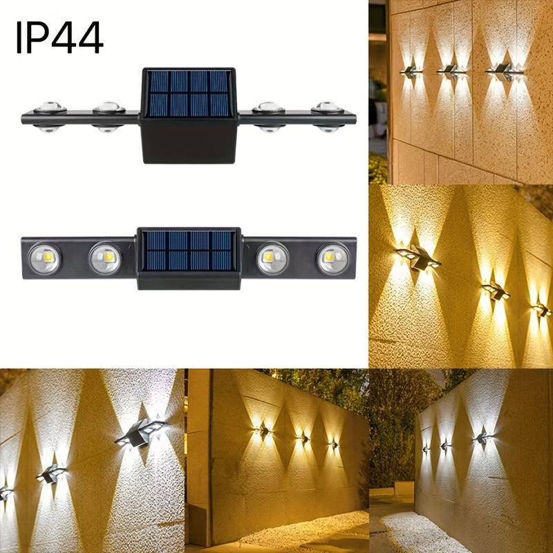 Lámpara de Pared Solar Montada con Espejo Convexo, Iluminación Externa LED para Paisajes Decorativos, Lámpara Solar Exterior para Patio, Jardín, Valla y Terraza, Decoración Festiva