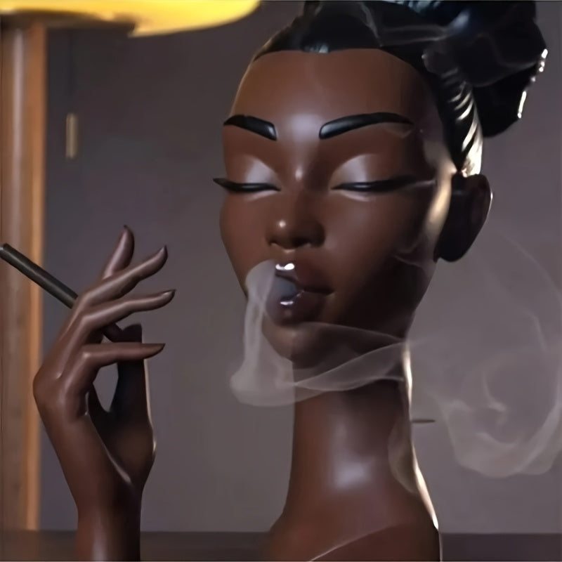 1pc Escultura de Resina Pingzhi - Figura Femenina Elegante con Expresión Contemplativa & Cabello Rizado, Decoración Clásica para Hogar y Oficina, Adorno Artístico sin Necesidad de Electricidad, Diseño Contemplativo, Artesanía Detallada