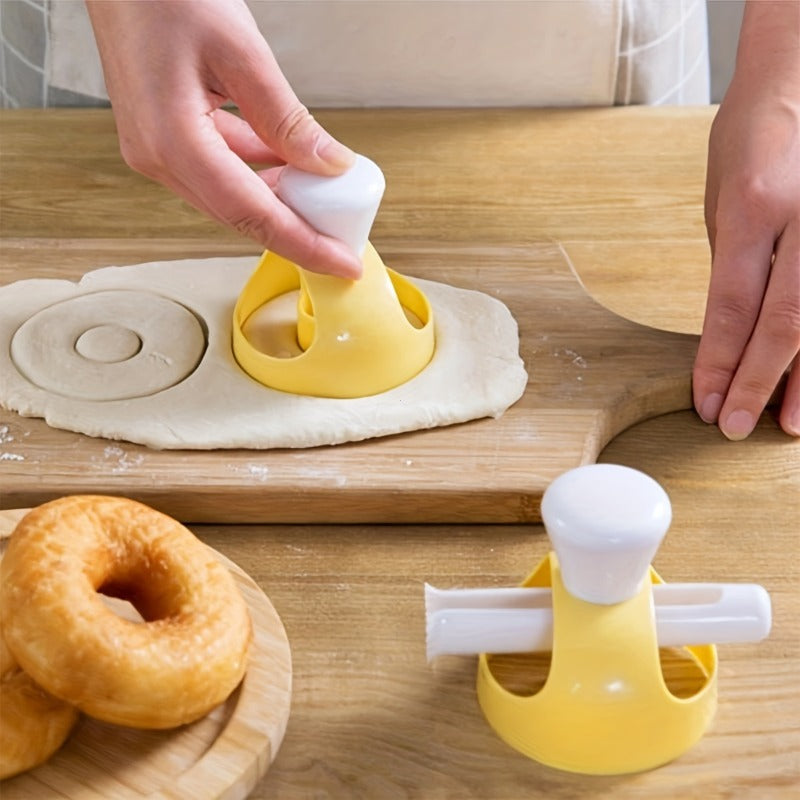 Kit para Hacer Donas Fácil de Usar (2 piezas) - Cortador de Plástico PP Antiadherente y Pinzas para Bañar, Ideal para Hornear en Casa