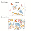 1 Pegatina De Decoración De Hierba De Agua De Animales De Fondo Marino, Pegatinas Decorativas De Animales Submarinos Coloridos Para Bañera, Apliques De Bañera De Plástico