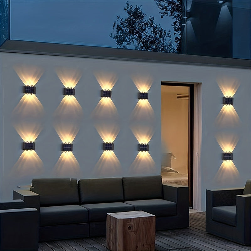 2 luces solares para pared con 6 LED, lámpara decorativa para jardín, exterior y paisajismo