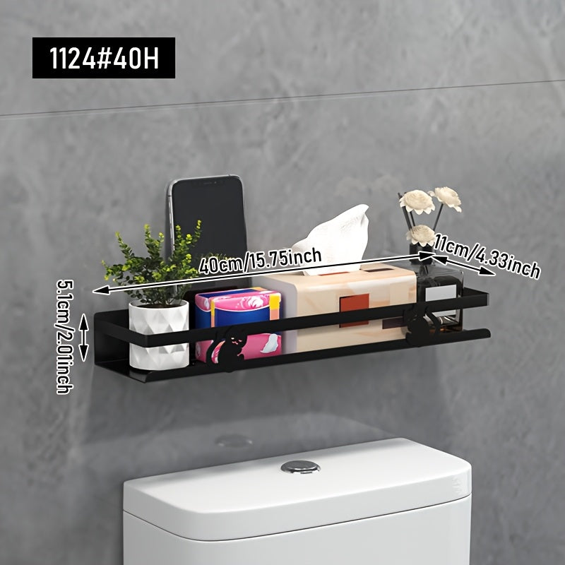Estante de baño de hierro fundido, estante de almacenamiento de pared para inodoro, instalación fácil sin taladrar, organizador que ahorra espacio para pañuelos, champú, gel de ducha, accesorios de baño.