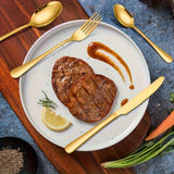 Juego de cubiertos de acero inoxidable de 4/24 piezas con caja de madera, de alta calidad, pulido al espejo, apto para lavavajillas, adecuado para restaurantes, cocinas y camping.