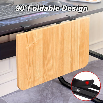 Tablero Plegable de Madera para Escritorio con Soporte Extensible + Base, 1.8 cm de Grosor sin Taladrar para Teclado (2 Bases + 1 Tablero), Estable y Seguro Sin Dañar la Mesa, Organizador de Escritorio y Cajones para Hogar, 40 cm / 50 cm