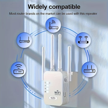 Amplificador de Señal WiFi OURLIFE con 4 Antenas, Amplificador sin varillas 2.4GHz para Hogar, Oficina y Cafetería - Elimina Zonas Muertas, Compatible con Smartphones, Tabletas y TVs Inteligentes - Enchufe US (110-130V), Mejora la Cobertura del Internet