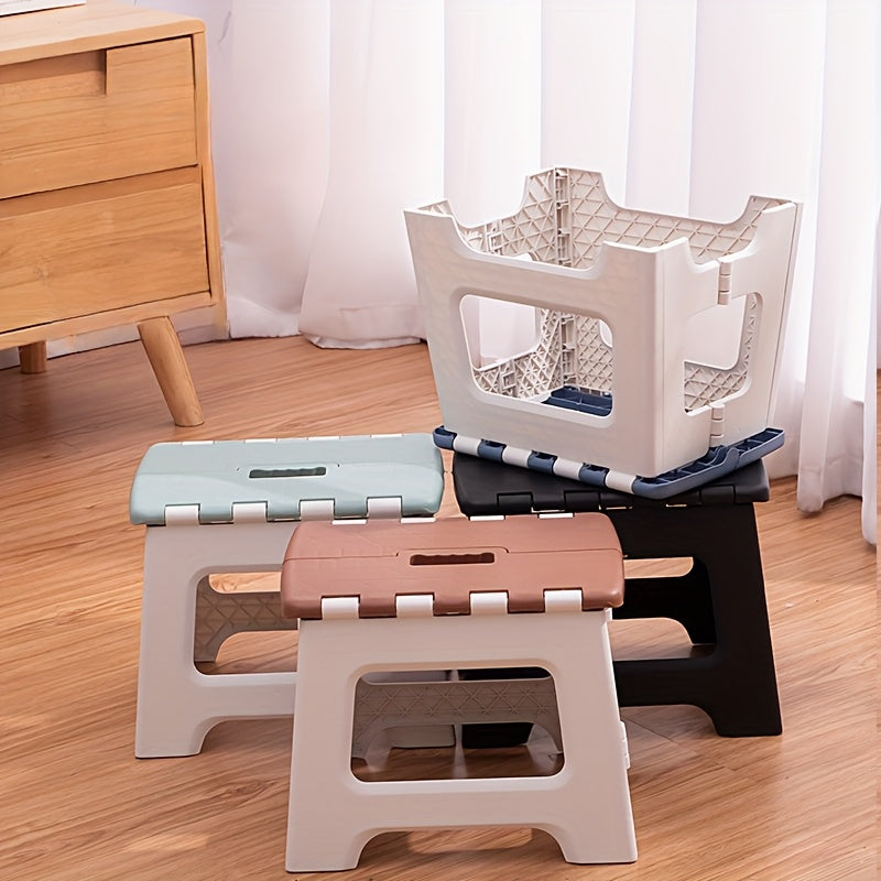 Taburete Plegable Antideslizante, Suficientemente Seguro y Resistente - Soporta hasta 136.08 KG - Reposapiés de 27.94 cm para Adultos o Niños, Almacenamiento de Escalera Plegable/Fácil de Abrir, para Cocina, Baño, Camping (Color Claro, 27.94cm)