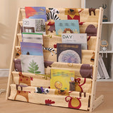 Estantería de Libros de Madera Sólida Creativa con Múltiples Niveles y Estante Móvil para Marcos de Fotos, Estanterías Utilitarias